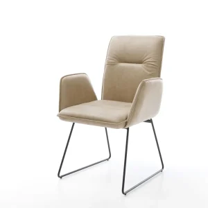 Eetkamerstoel Vinja-Flex microvelours beige vintage slipframe zwart Merkproduct