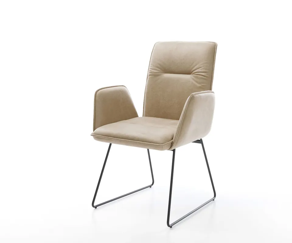 Eetkamerstoel Vinja-Flex microvelours beige vintage slipframe zwart Merkproduct