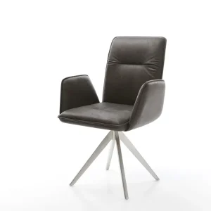 Eetkamerstoel Vinja-Flex microvelours antraciet vintage kruisframe hoekig roestvrij staal Beperkt Aanbod