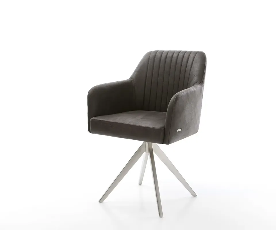 Eetkamerstoel Greg-Flex microvelours antraciet vintage kruisframe hoekig roestvrij staal pocketveer kern Rechtstreeks Van De Fabrikant
