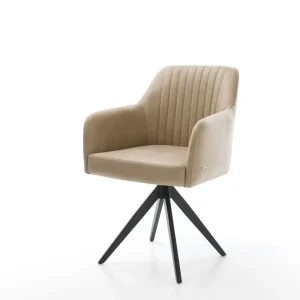 Weekendaanbieding Eetkamerstoel Greg-Flex microvelours beige vintage kruisframe hoekig zwart pocketveer kern