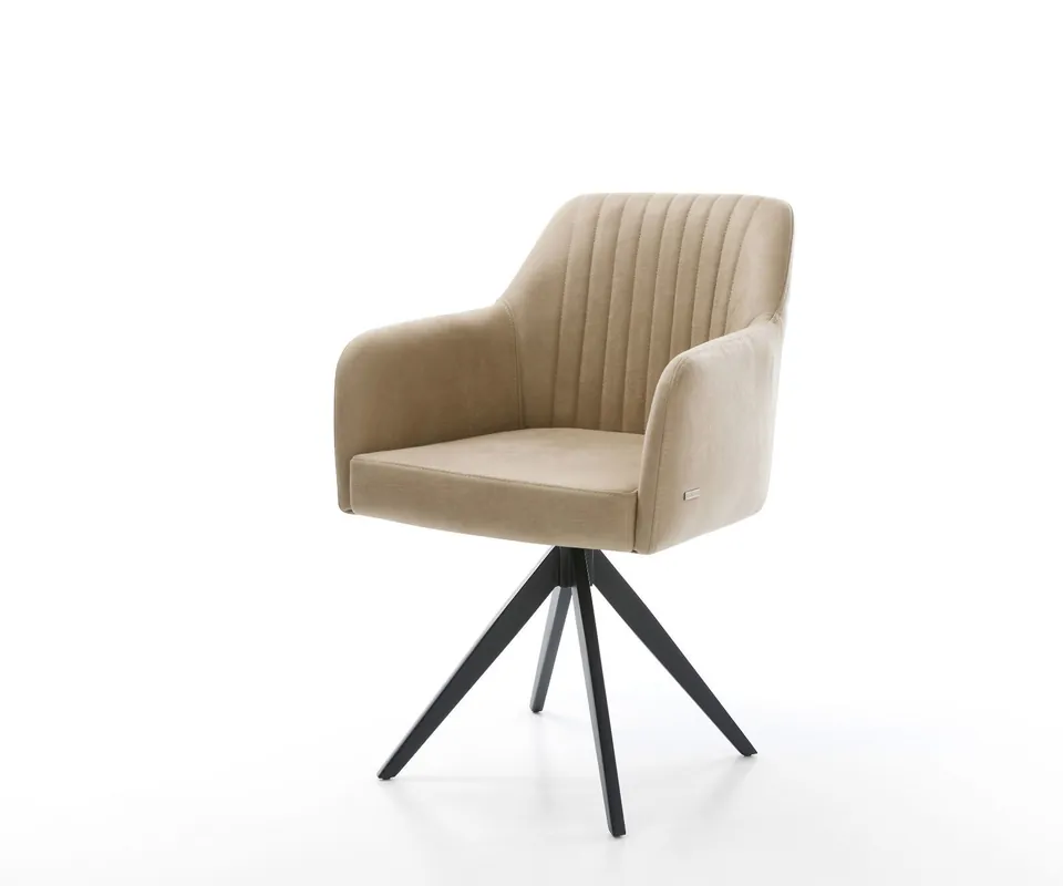 Weekendaanbieding Eetkamerstoel Greg-Flex microvelours beige vintage kruisframe hoekig zwart pocketveer kern