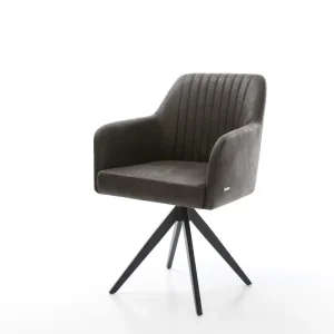 Beperkt Aanbod Eetkamerstoel Greg-Flex microvelours antraciet vintage kruisframe hoekig zwart pocketveer kern