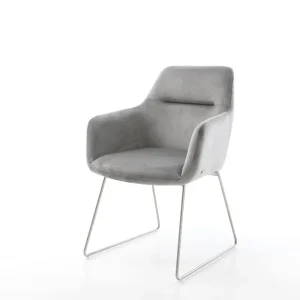 Actieprijs Eetkamerstoel Pejo-Flex fluweel grijs slipframe roestvrij staal pocketveer kern