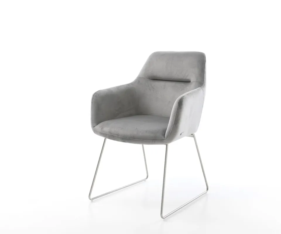 Actieprijs Eetkamerstoel Pejo-Flex fluweel grijs slipframe roestvrij staal pocketveer kern