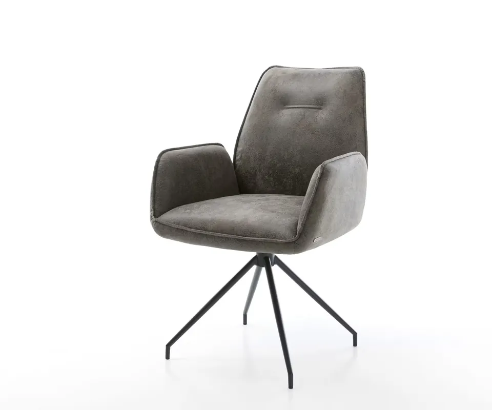 Koop Vandaag Eetkamerstoel Zoa-Flex microvelours grijs antiek kruisframe conisch zwart pocketveer kern