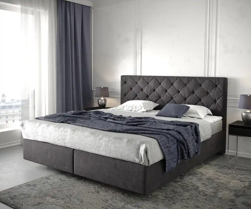 Boxspringbed Dream-Great 180x200 cm zwart met matras en topper Dagaanbieding