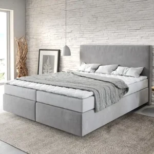 Weekendaanbieding Boxspringbed Dream-Well 160x200 cm grijs microvezel stof