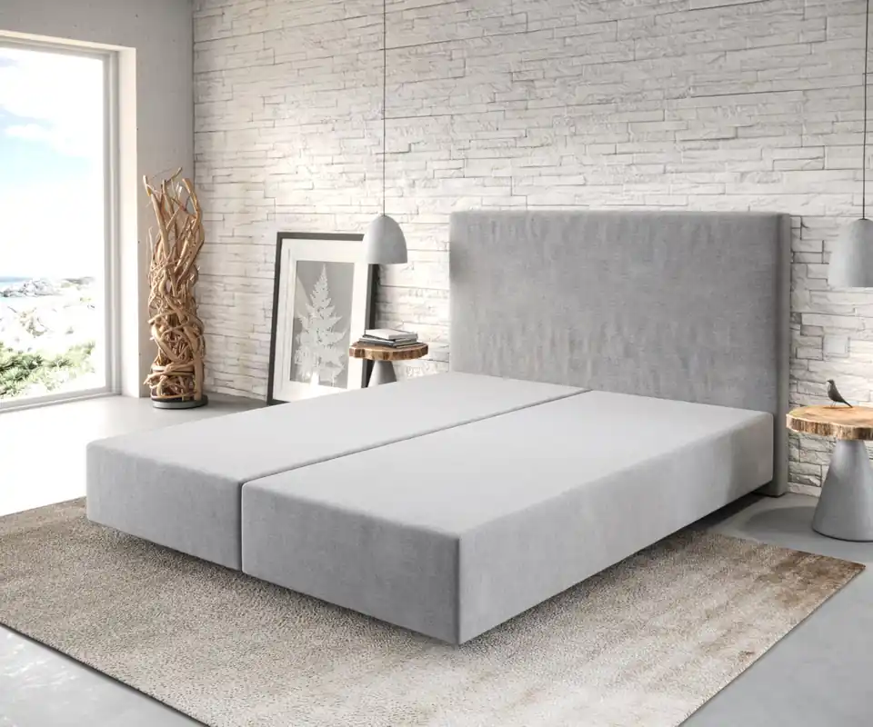 Beperkt Aanbod Boxspring frame Dream-Well 160x200 cm Grijs Mikrofaser