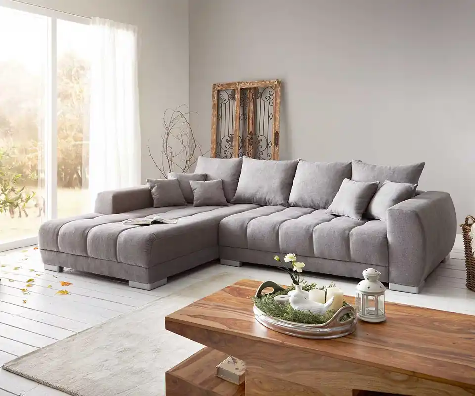 Alleen Vandaag Hoekbank Josea 300x220 cm microvezel steengrijs Recamiere links