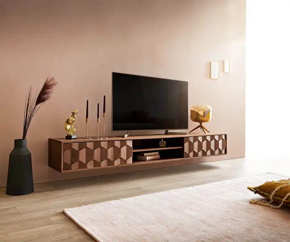 Express Levering Tv-meubel Fevo 200 cm acacia bruin 2 deuren zwevend