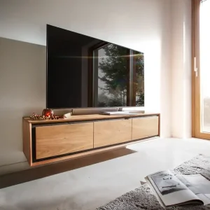 Aanbieding Tv-meubel Stonegrace 145 cm acacia natuur 3 deuren steen fineer zwevend