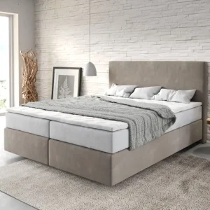Voordeelprijs Boxspringbed Dream-Well 160x200 cm Microvezel Beige met TFK Matras en Visco Topper