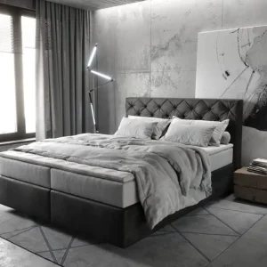 Betaalbaar Boxspringbed Dream-Great 160x200 cm Microvezel Antraciet Vintage met TFK Matras en Visco Topper