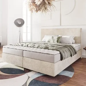 Tijdelijk Beschikbaar Boxspring-Bed Dream-Well Cord Beige 180x200 cm met matras en topper
