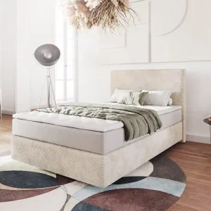 Bestel Nu Boxspringbed Dream-Well 120x200 cm Cord Beige met Pocketveringmatras en Topper Visco