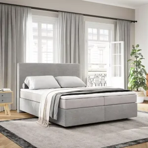 Bestseller Boxspringbed Dream-Well 160x200 cm Cord Zilvergrijs met Pocketveringmatras en Topper Visco