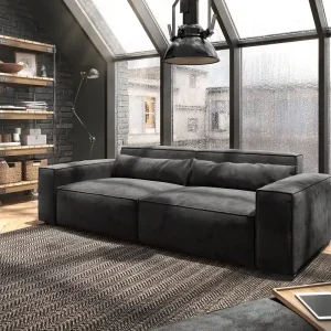 Beperkt Aanbod Grote bank Sirpio 230x95 cm microvezel zwart met kruk
