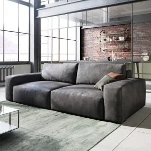 Aanbieding Big-sofa Lanzo 230x95 cm kunstleer vintage antraciet