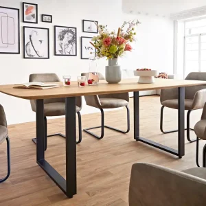 Eettafel Edge Boot 200x100x2,5-3 eiken natuur skid zwart Schweizer Kante Favoriet