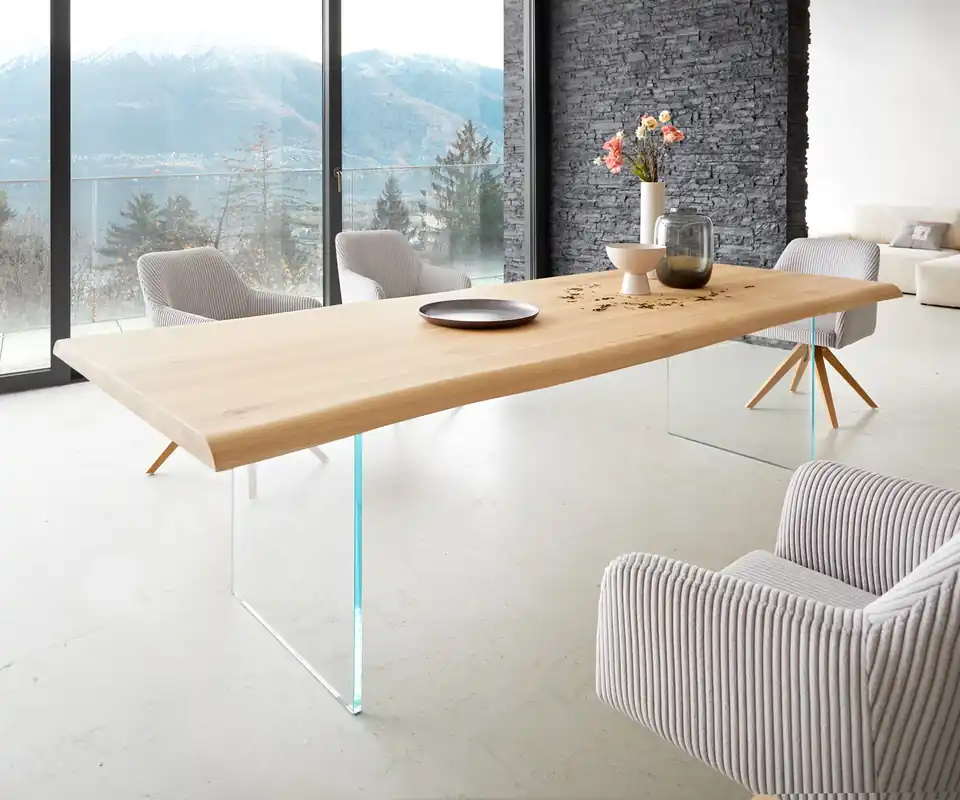 Nieuw Eettafel Edge 260x100 eiken natuur glas