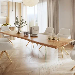 Aanbieding Eettafel Edge 300x100 XL acacia natuur glas