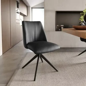 Draaistoel Elso-Flex echt leer zwart kruisframe breed zwart 360° draaibaar pocketveer kern Direct Beschikbaar