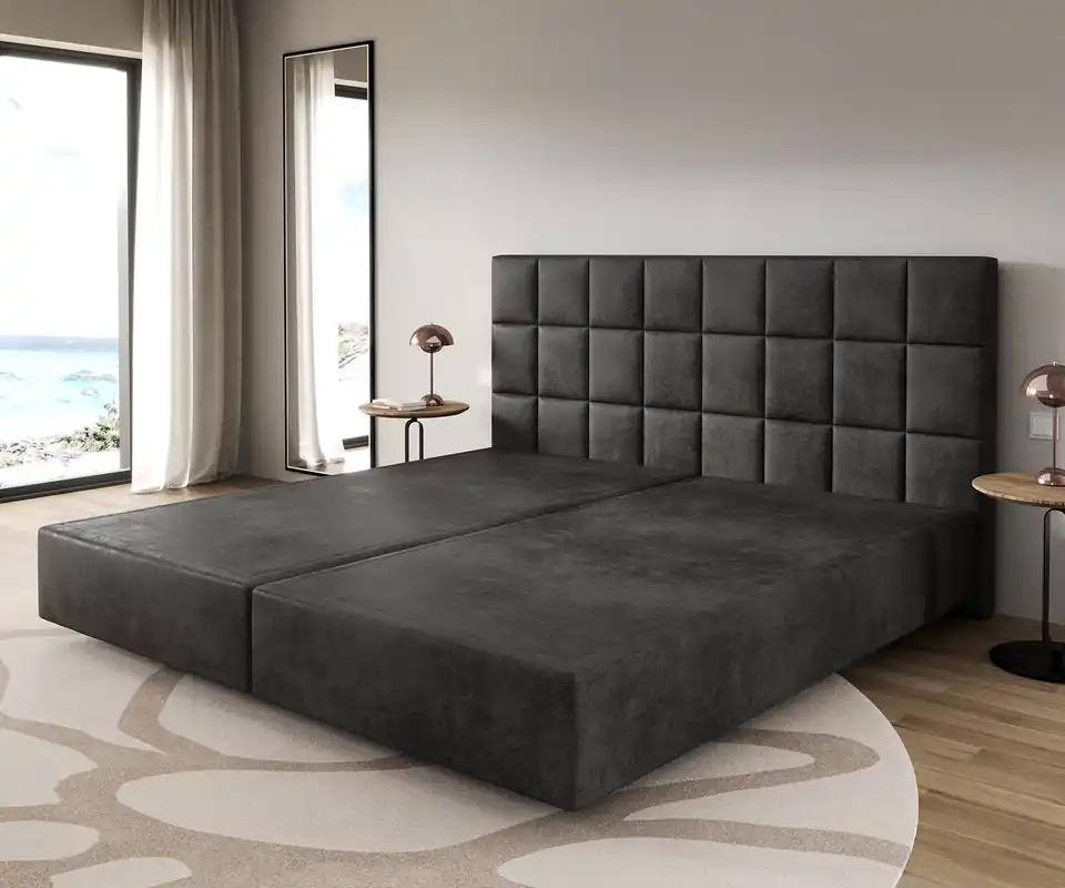 Beste Prijs Boxspringframe Dream-Fine microvezel antraciet vintage 200x200 cm