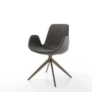Actieprijs Draaistoel Ilia-Flex met armleuning microvelours antraciet vintage kruisframe breed afwerking met titanium 360° draaibaar