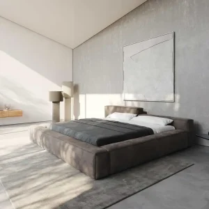 Bedframe Kalinea 180x200 cm microvezel taupe vintage Laatste Versie