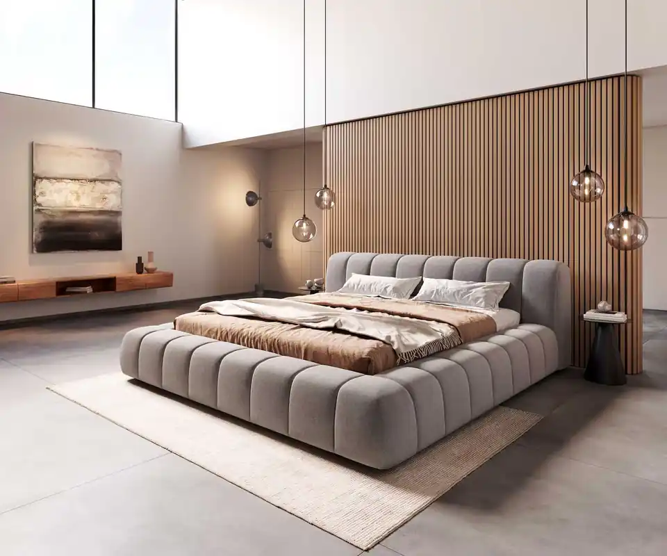 Bedframe Cutio 180x200 cm microvezel grijs Nieuw