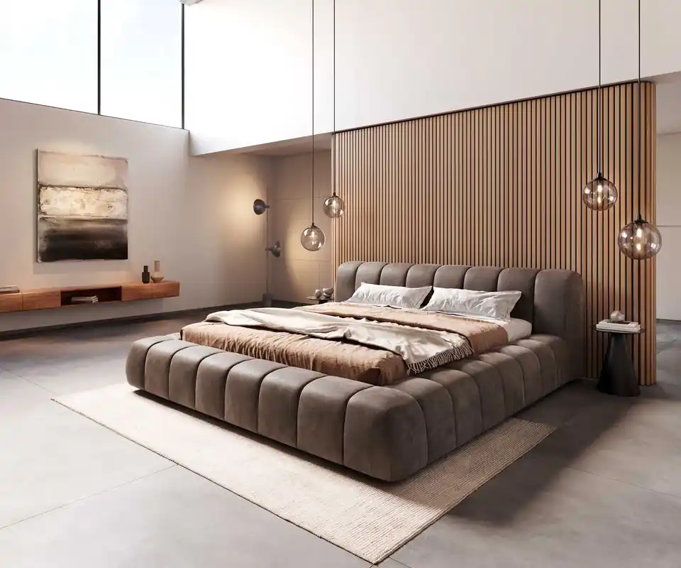 Bedframe Cutio 180x200 cm microvezel taupe vintage Gecertificeerd