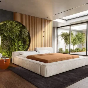 Bedframe met bekleding Kalinea 180x200 cm Cord Beige Uitverkoop
