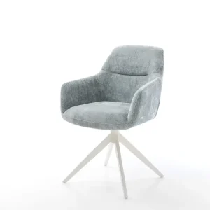 Alleen Vandaag Draaistoel Pejo-Flex chenille pastelblauw kruisframe breed wit 360° draaibaar rocker-functie pocketveer kern
