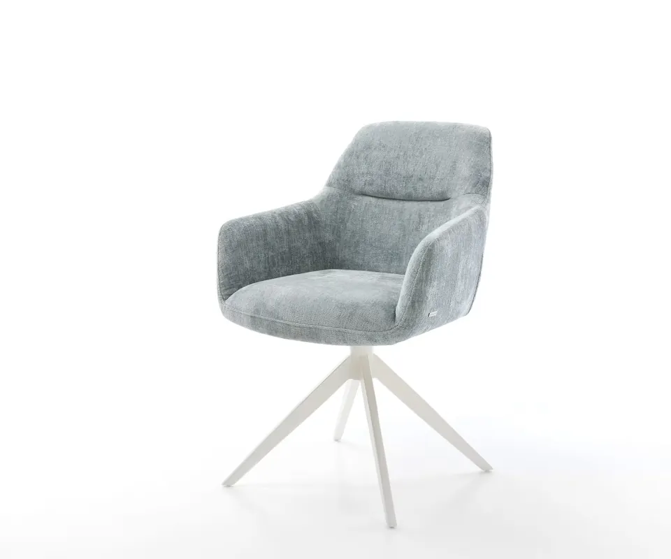 Alleen Vandaag Draaistoel Pejo-Flex chenille pastelblauw kruisframe breed wit 360° draaibaar rocker-functie pocketveer kern