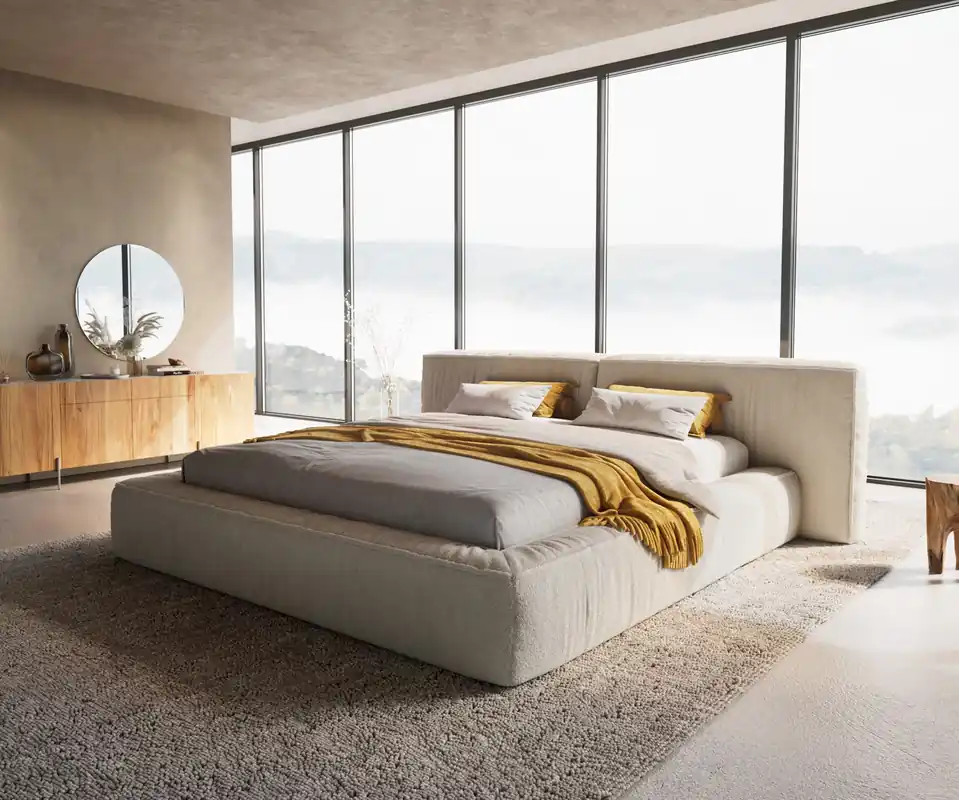 Laatste Versie Bedframe Coperti 180x200 cm bouclé crème-wit