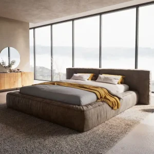 Veilige Betaling Gestoffeerd-bedframe Coperti 180x200 cm microvezel taupe vintage