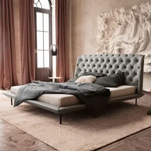 Bedframe Rafinata 180x200 cm kunstleer lichtgrijs Shop Nu