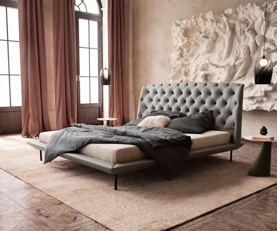 Bedframe Rafinata 180x200 cm kunstleer lichtgrijs Shop Nu