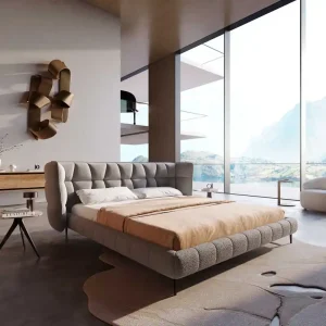 Bedframe Capujo 180x200 cm Bouclé zilvergrijs Beperkt Aanbod