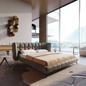 Bedframe Capujo gestoffeerd bed 180x200 cm microvezel taupe vintage Merkproduct