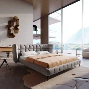 Bedframe Capujo 180x200 cm microvezel grijs gestoffeerd Lage Prijs
