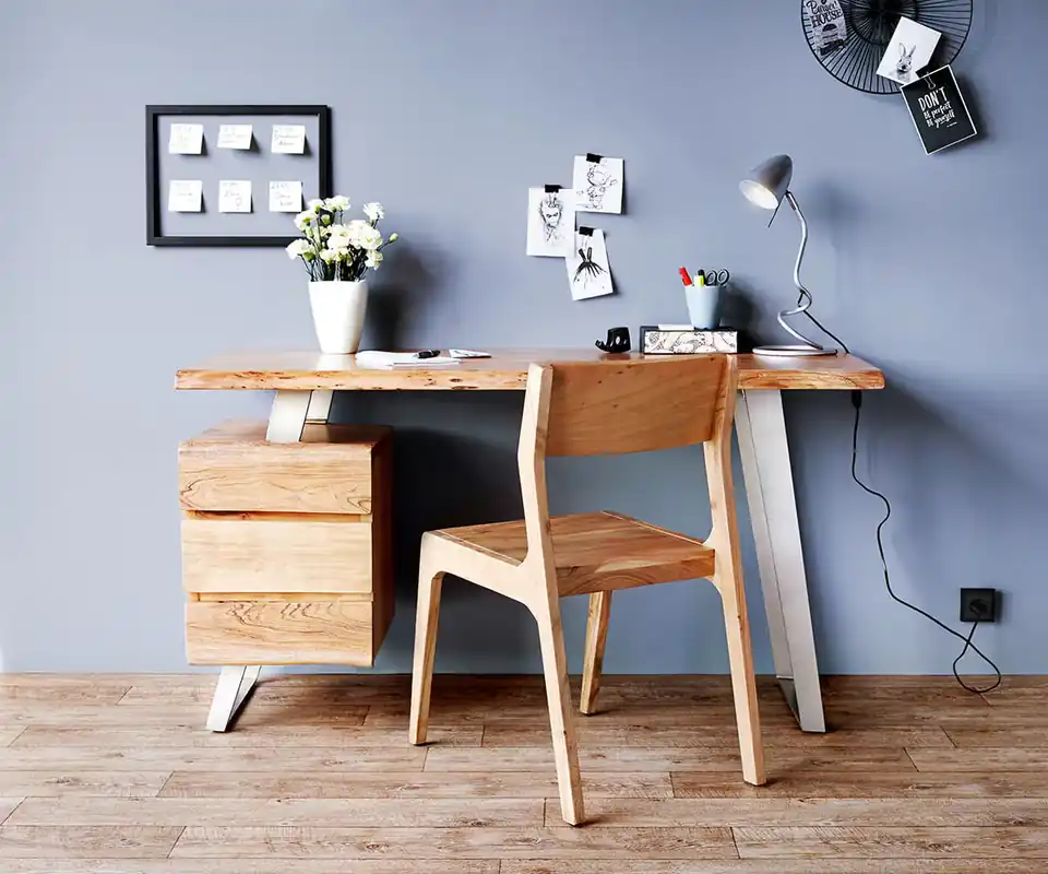 Bureautafel Live-Edge 150x60 cm acacia natuur 3 laden Gratis Retour