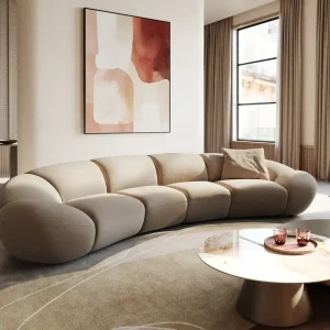 Grote sofa Lunna 360x175 cm Bouclé natuur 2 kussens Beperkte Voorraad