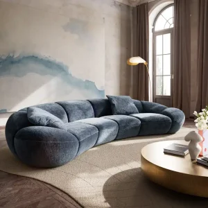 Big-sofa Lunna 360x175 cm chenille blauw 2 kussens Goedkoop