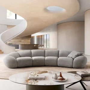 Big sofa Lunna 360x175 cm vlakgeweven grijs 2 kussens Weekendaanbieding