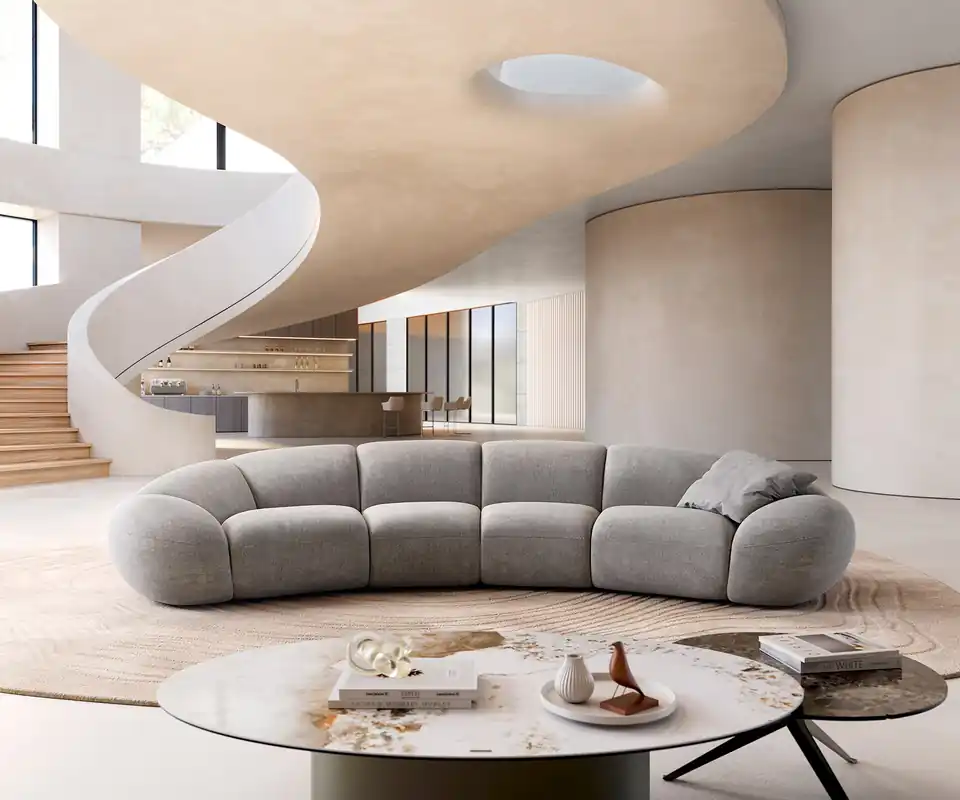Big sofa Lunna 360x175 cm vlakgeweven grijs 2 kussens Weekendaanbieding
