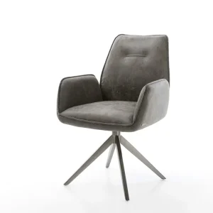 Alleen Vandaag Draaistoel Zoa-Flex microvelours grijs antiek kruisframe breed grafiet 360° draaibaar rocker-functie pocketveer kern