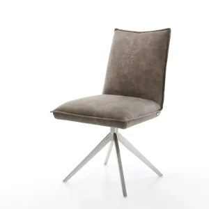 Alleen Vandaag Draaistoel Lelio-Flex microvelours taupe vintage kruisframe breed roestvrij staal 360° draaibaar rocker-functie pocketveer kern