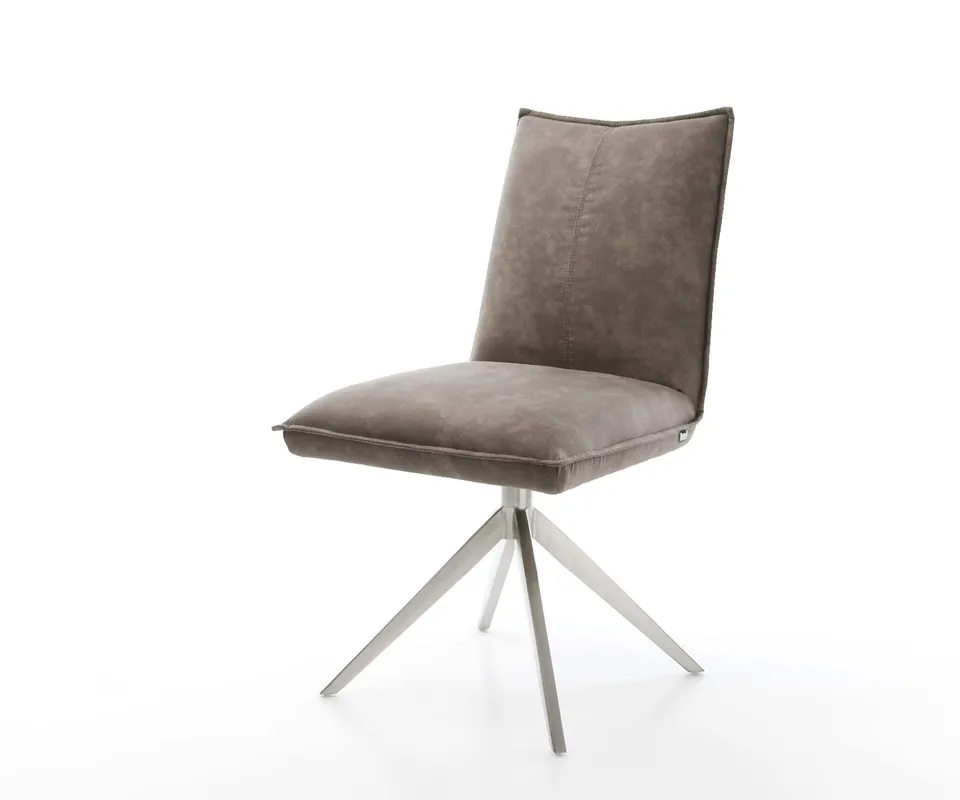 Alleen Vandaag Draaistoel Lelio-Flex microvelours taupe vintage kruisframe breed roestvrij staal 360° draaibaar rocker-functie pocketveer kern
